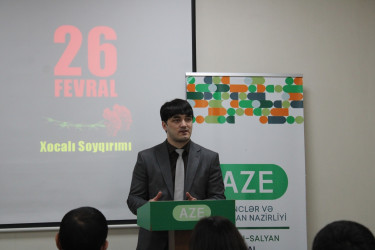Bu gün Biləsuvar rayonunda 26 fevral - Xocalı soyqırımı qurbanlarının xatirəsinə həsr olunmuş anım tədbiri keçirildi.