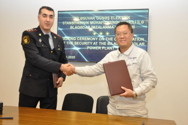 Biləsuvarda inşa olunan Günəş elektrik stansiyasının mühafizəsinin təşkili ilə əlaqədar imzalanma mərasimi keçirilib.